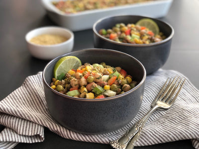 Veggie Bean Salad with Sunflower Seed Parmesan