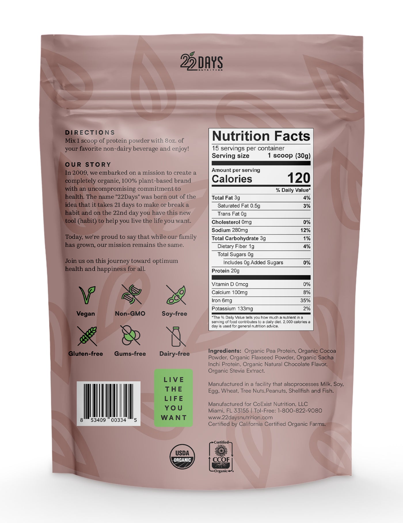Organic Plant-Based Protein Powder – 22 Days Nutrition