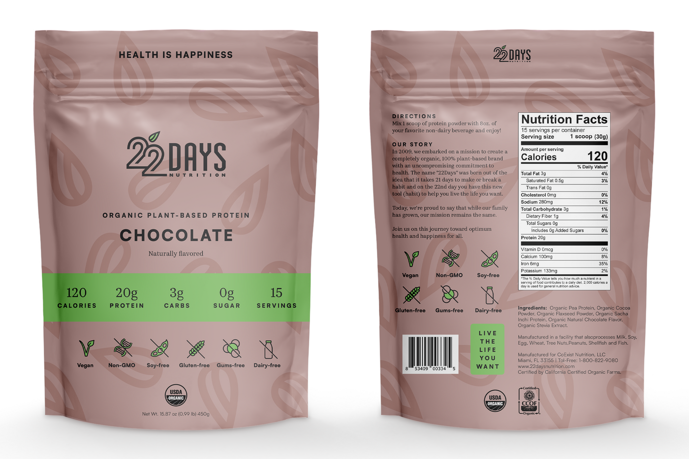Organic Plant Based Protein Powder - Chocolate