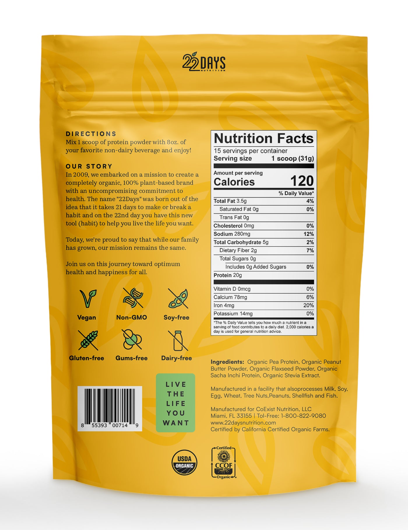 Organic Plant Based Protein Powder - Peanut Butter